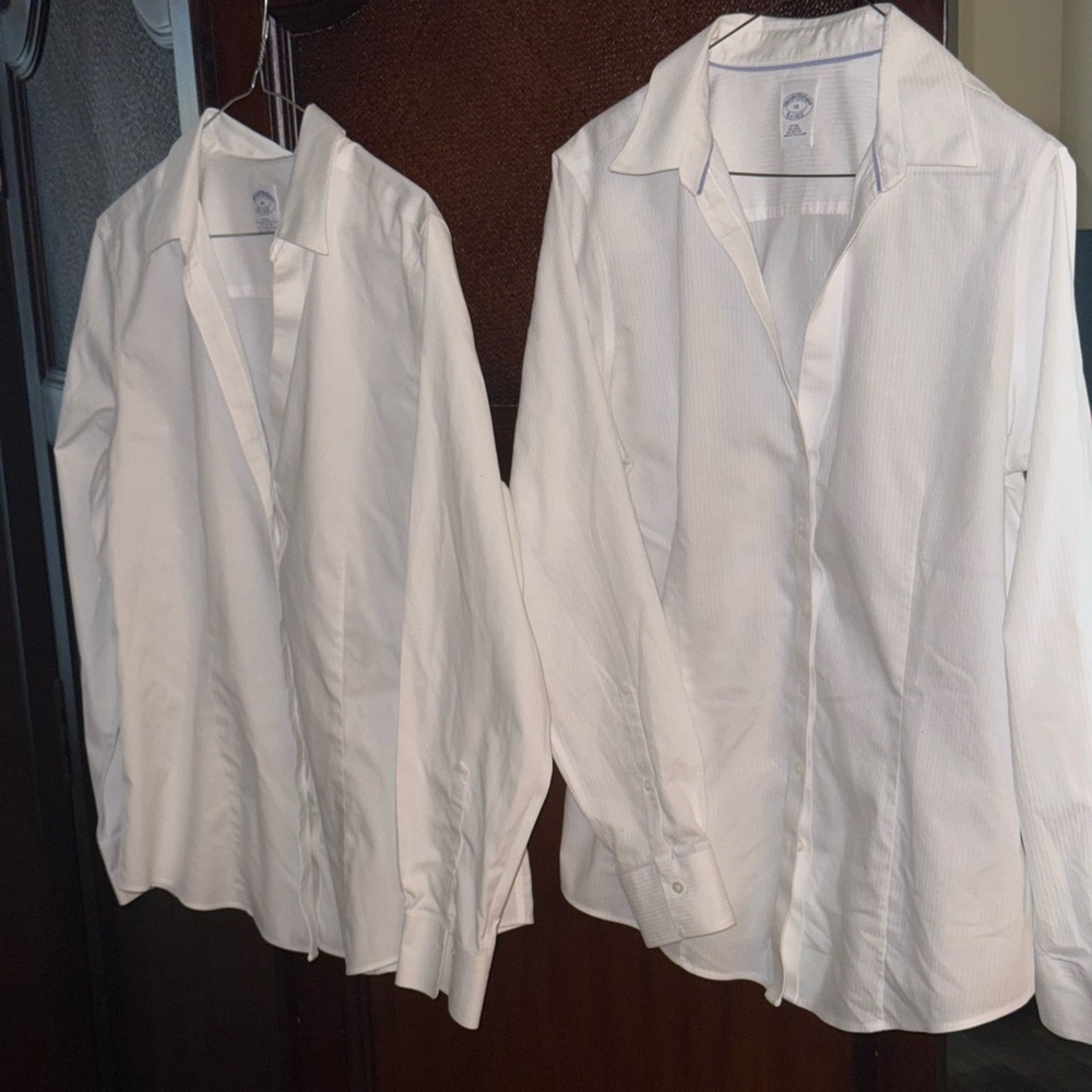 White Brooks Brothers Size 14 Long Sleeve No Iron Fitted  Blouse Bundle
